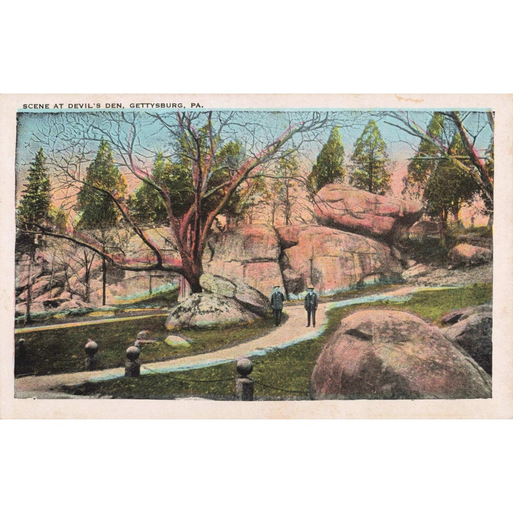 Devils Den Gettysburg Pennsylvania PA Civil War Battlefield Scene Linen Postcard - Picture 1 of 2
